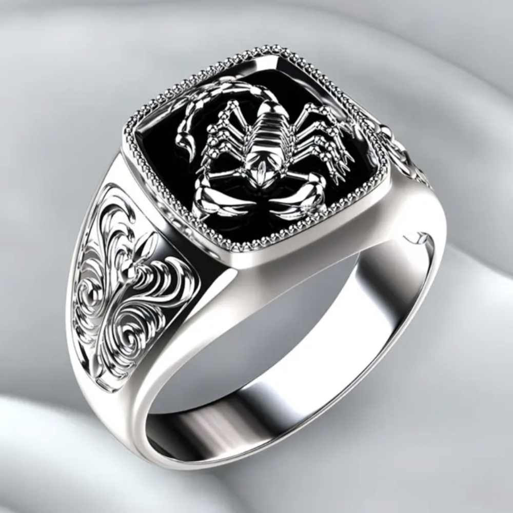 Ladies or Men's Scorpion Black & Silver Band Ring  NWT Size 10